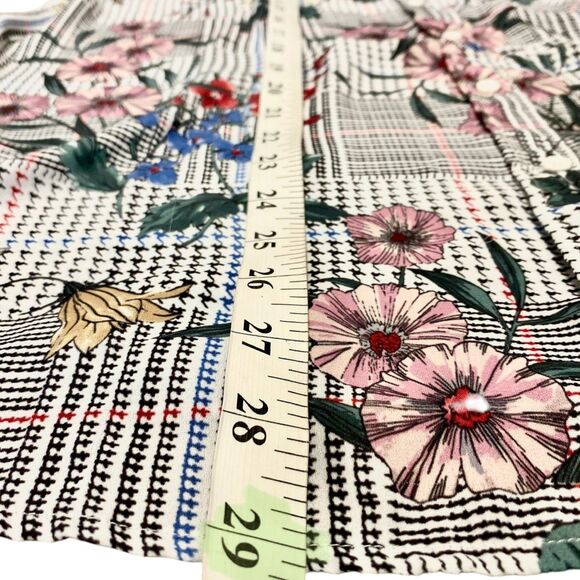 Chelsea & Theodore Button Front Blouse Floral Houndstooth Large - Picture 6 of 10